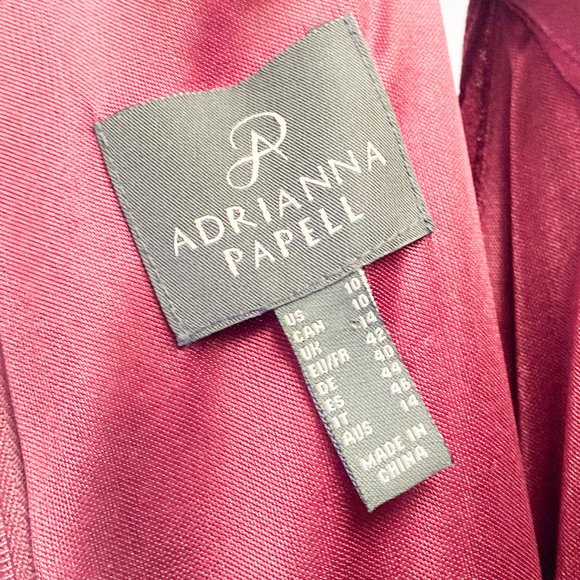 Adrianna Papell Women's Red Sexy Dress Cold Shoulder Sheath Crepe Black Cherry - Picture 7 of 15